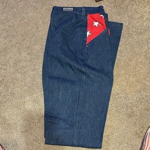 Roughrider Men's Relaxed Fit Jeans - Blue with Red Star Accents